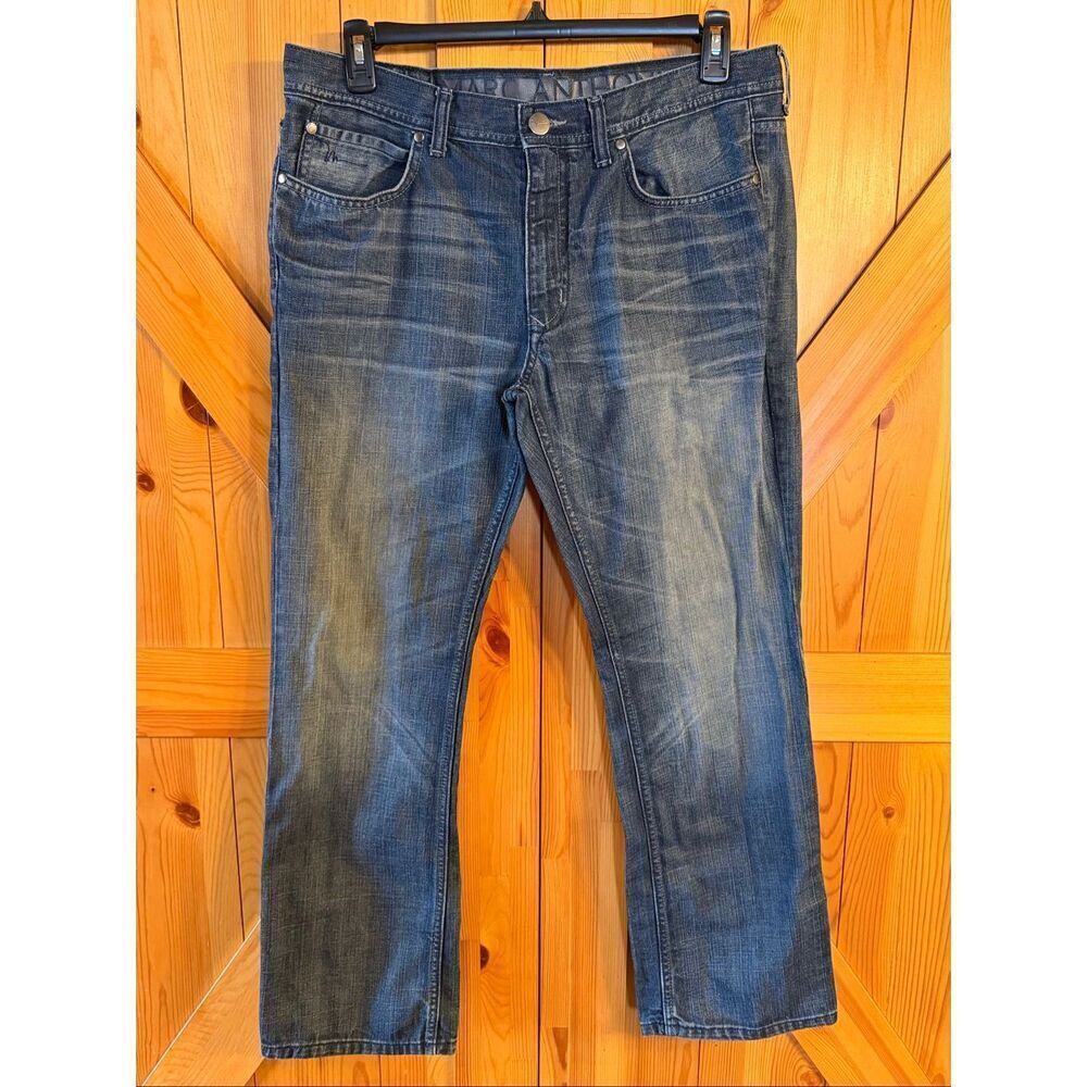 Marc Anthony Men’s Slim Dark Wash Distressed Jeans Size 36x30 (6743)